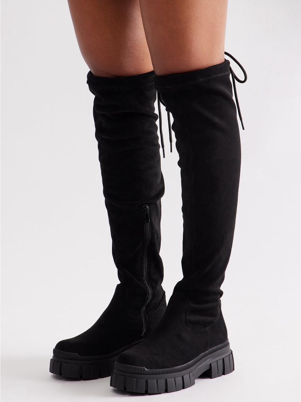 Fashion Nova Black Over-The-Knee Chunky Sole Boots